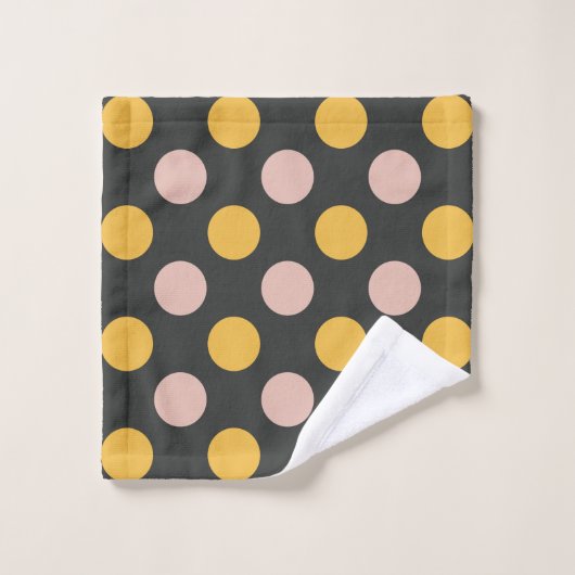 Mosterdgeel en roze Polka Dot Pattern Bad Handdoek (Wasdoekje)