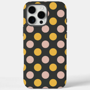 Mosterdgeel en Roze Stippenpatroon iPhone 16 Pro Max Hoesje