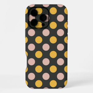 Mosterdgeel en Roze Stippenpatroon iPhone 16 Pro Max Hoesje