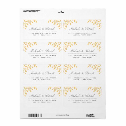 Mosterdgeel en steenkoolgrijze Adresetiketten Etiket (Full Sheet)