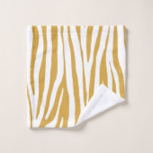 Mosterdgeel en wit zebrapatroon bad handdoek (Wasdoekje)