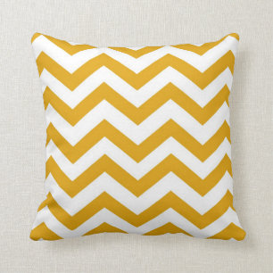 Mosterdgeel en witte Chevron Kussen