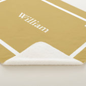 Mosterdgeel en Witte Griekse Sleutel Monogram Sherpa Deken (3/4)