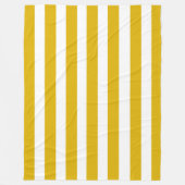 Mosterdgeel en witte verticale strepen fleece deken (Voorkant)