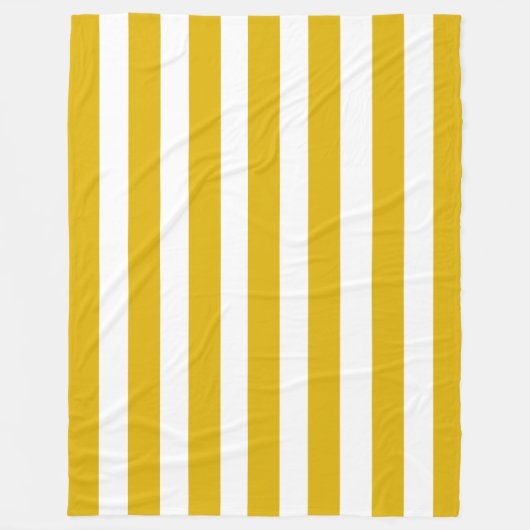 Mosterdgeel en witte verticale strepen fleece deken (Voorkant)