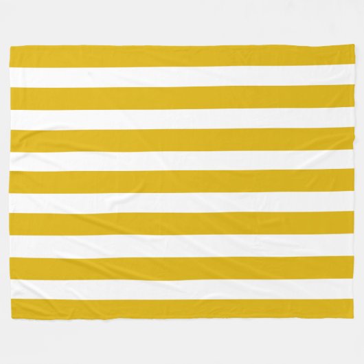 Mosterdgeel en witte verticale strepen fleece deken (Voorkant (Horizontaal))