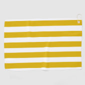 Mosterdgeel en witte verticale strepen golfhanddoek (Horizontaal)