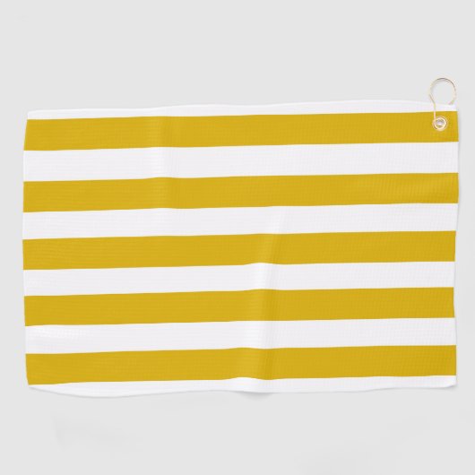 Mosterdgeel en witte verticale strepen golfhanddoek (Horizontaal)