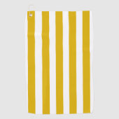 Mosterdgeel en witte verticale strepen golfhanddoek (Voorkant)