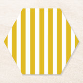 Mosterdgeel en witte verticale strepen kartonnen onderzetters (Voorkant)