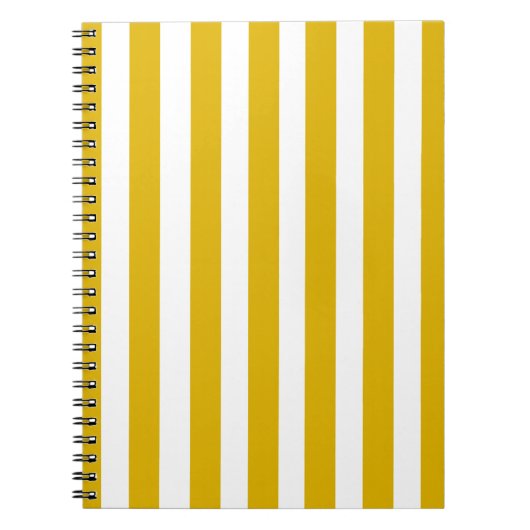 Mosterdgeel en witte verticale strepen notitieboek (Voorkant)