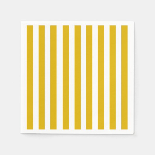 Mosterdgeel en witte verticale strepen servet (Voorkant)