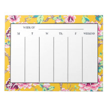 Mosterdgeel Felroze Bloemige Weekplanners