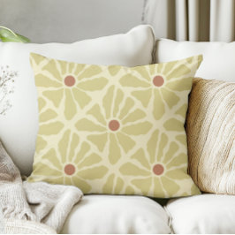 Mosterdgeel Funky Boho Hand getrokken bloemen Kussen