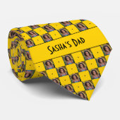 Mosterdgeel geruite foto stropdas (Opgerold)