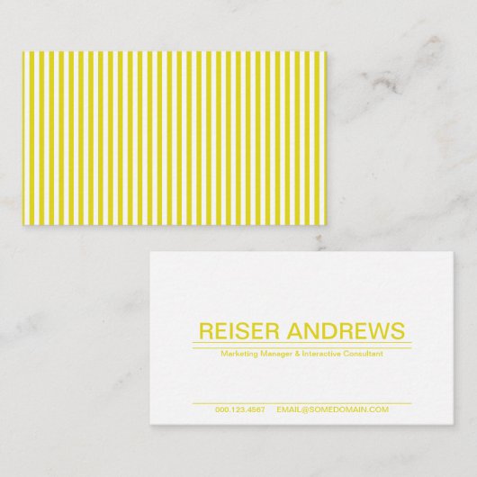 mosterdgeel gestreept visitekaartje (Voorkant / Achterkant)