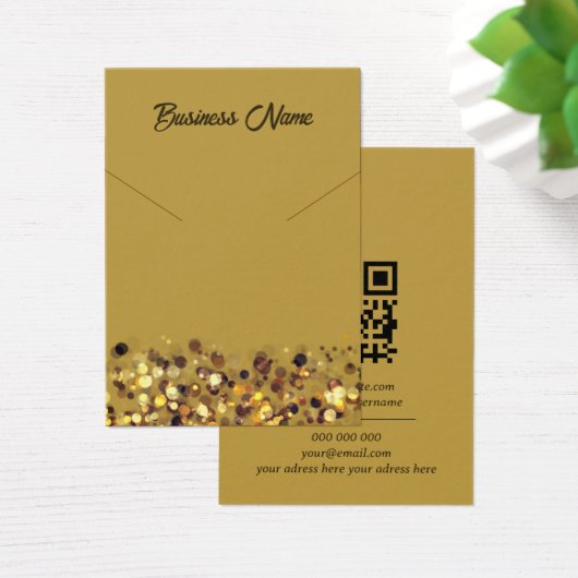 Mosterdgeel goud QR code ketting display kaart (Bureau)