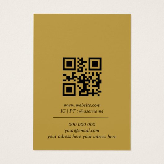 Mosterdgeel goud QR code ketting display kaart (Achterkant)