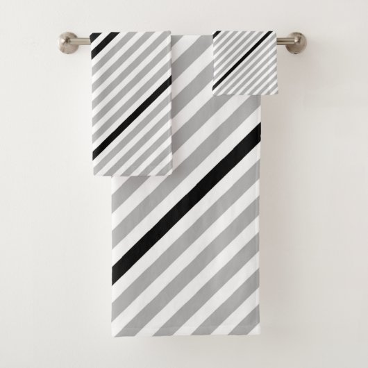 Mosterdgeel, grijs, zwart, witte strepen bad handdoek (Insitu)