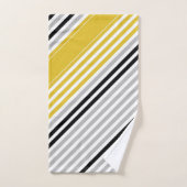 Mosterdgeel, grijs, zwart, witte strepen bad handdoek (Handdoek)