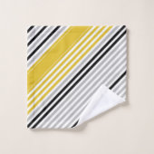 Mosterdgeel, grijs, zwart, witte strepen bad handdoek (Wasdoekje)