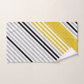 Mosterdgeel, grijs, zwart, witte strepen bad handdoek (Handdoek)