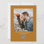 Mosterdgeel herfst moderne minimalistische bruilof save the date (Achterkant)