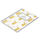 Mosterdgeel hert patroon gepersonaliseerd notitieboek (Linkerzijde)