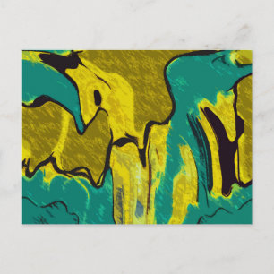 Mosterdgeel Jade groen Abstract Briefkaart