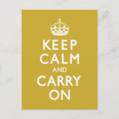 Mosterdgeel kalm houden en doorgaan briefkaart (Voorkant)