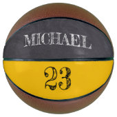 Mosterdgeel krijtbord etsen genaamd Mini Basketbal (Voorkant)