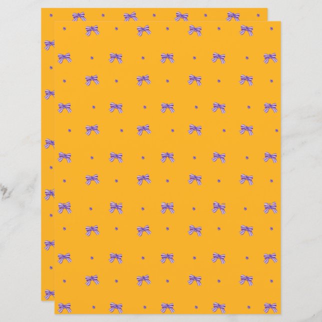 Mosterdgeel met Paarse strikken en viooltjes (Voorkant / Achterkant)