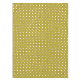 Mosterdgeel met witte stippenpatroon tafelkleed