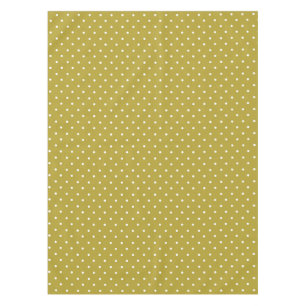 Mosterdgeel met witte stippenpatroon tafelkleed