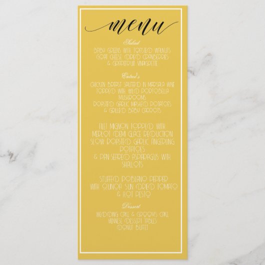 Mosterdgeel minimalistisch menu (Voorkant)