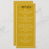 Mosterdgeel minimalistisch menu (Voorkant / Achterkant)