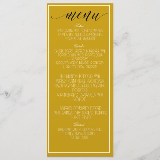 Mosterdgeel minimalistisch menu (Voorkant)