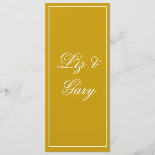 Mosterdgeel minimalistisch menu (Achterkant)