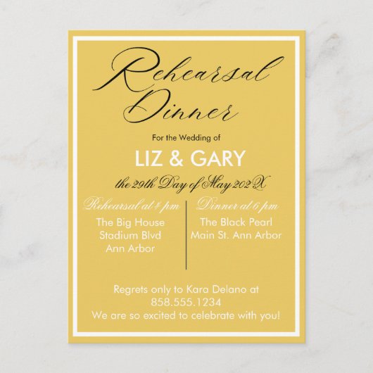 Mosterdgeel minimalistisch repetitiediner briefkaart (Voorkant)