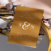 Mosterdgeel minimalistische bruiloft - Typografie Kaart