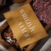 Mosterdgeel minimalistische foto bruiloft + QR cod Kaart