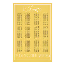 Mosterdgeel Minimalistische Zitplaatskaart Print