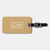 Mosterdgeel Modern Monogram Eenvoudige Initialen Bagagelabel (Voorkant horizontaal)