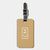 Mosterdgeel Modern Monogram Eenvoudige Initialen Bagagelabel (Voorkant verticaal)