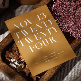 Mosterdgeel moderne stijlvolle minimalistische bru save the date