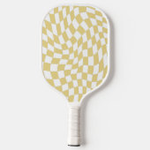 Mosterdgeel monogram  golvend geruit pickleball paddle (Achterkant)