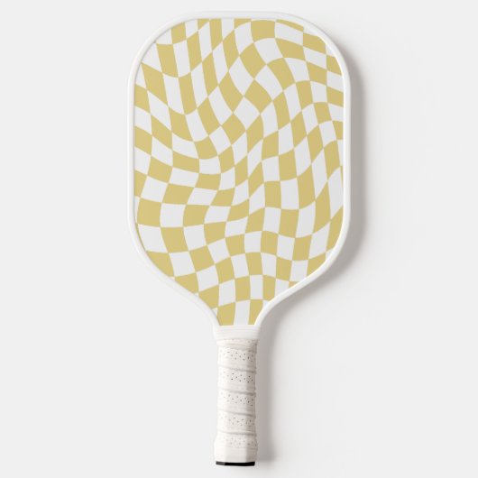 Mosterdgeel monogram  golvend geruit pickleball paddle (Achterkant)
