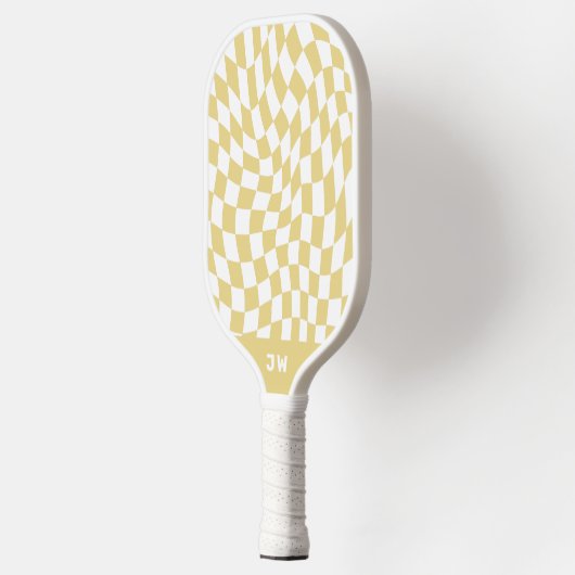 Mosterdgeel monogram  golvend geruit pickleball paddle (Links)