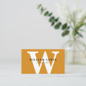 Mosterdgeel Monogram Moderne Minimalist Visitekaartje (Staand voorkant)