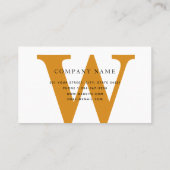 Mosterdgeel Monogram Moderne Minimalist Visitekaartje (Achterkant)